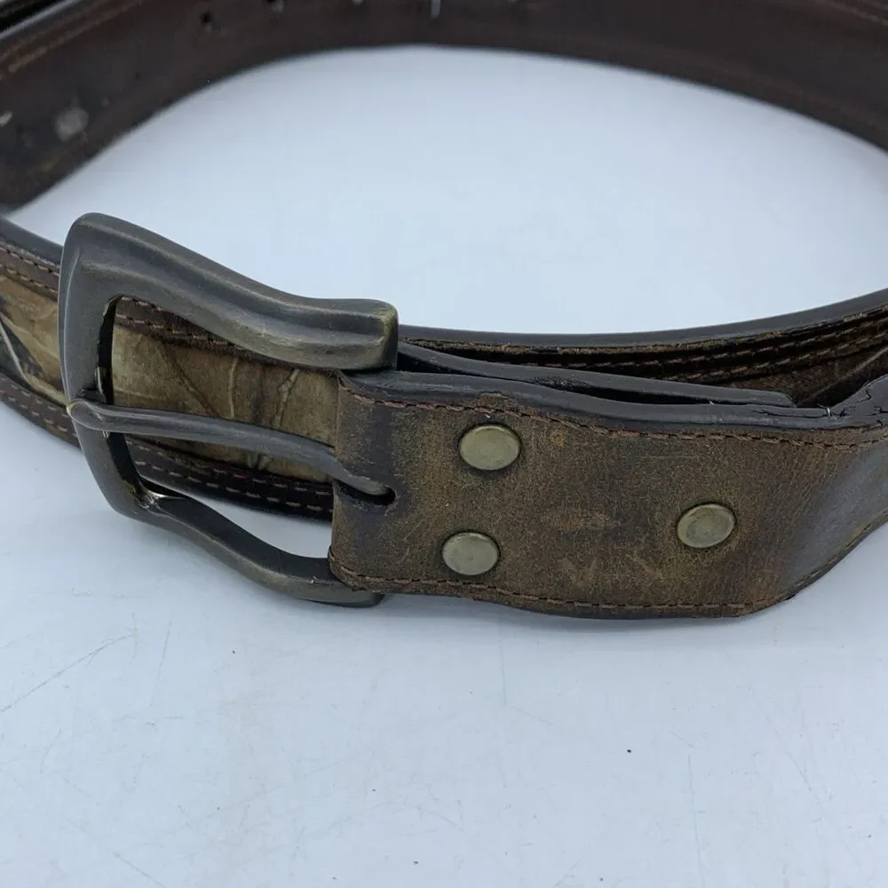 Nocona Belt Company Mens 46” Genuine Leather‎ Camo Center Belt Hunting Preppy